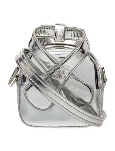 Pre-owned Courrèges Leather Top Handle Bag In Metallic/silver