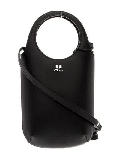 Pre-owned Courrèges Leather Top Handle Bag W/ Tags In Black