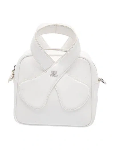 Pre-owned Courrèges Leather Top Handle Bag In White