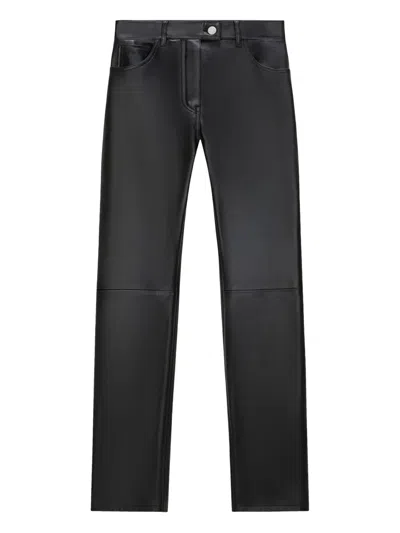 Courrèges Leather Trousers In Black