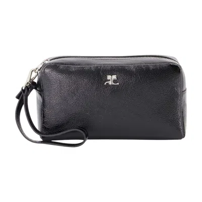 Courrèges Courreges Leather Wristlet Wallet In Black