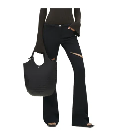 Courrèges Leg Trim Zipper Casual Pants In Black