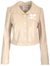 Courrèges Textured Vinyl Crop Jacket In Neutral