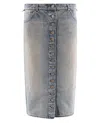 Courrèges Light Blue Cotton Denim Skirt In Multi