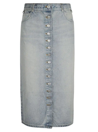 Courrèges Blue Cotton Denim Skirt In Light Blue Wash