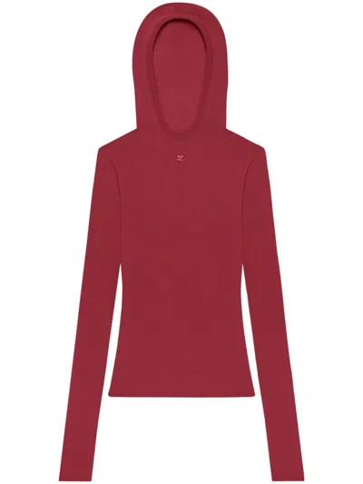 Courrèges Light-knit Hoodie In Rot