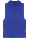 Courrèges Ribbed Cropped Top In Light Blue
