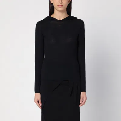 Courrèges Light Wool Black Hooded Sweater