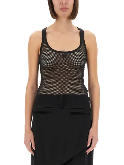 Courrèges Lightweight Mesh Tank Top Crafted In Black
