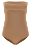 Courrèges Strapless Seamless Bodysuit Top In Brown