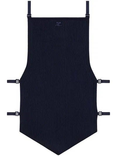 Courrèges Lingerie-detail Pointy Tank Top In Black