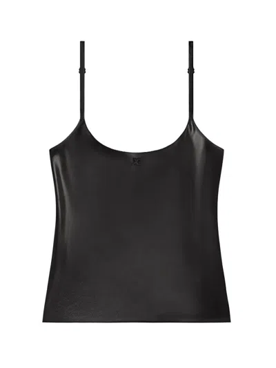 Courrèges Lingerie Glossy Top Woman Black In Blue