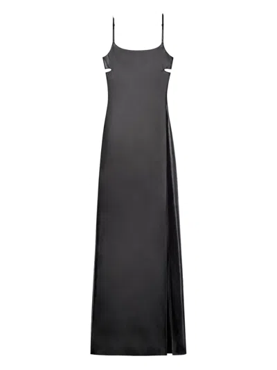 Courrèges Lingerie Glssy Long Dress Woman Black In Gray