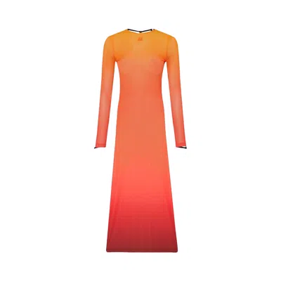 Pre-owned Courrèges Lingerie Second Skin Long Dress 'degrade Sunset' In Orange
