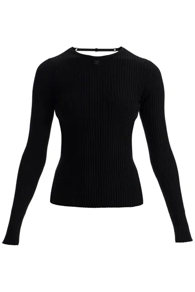 COURRÈGES COURREGÈS LINGERIE STRAP RIB KNIT PULLOVER