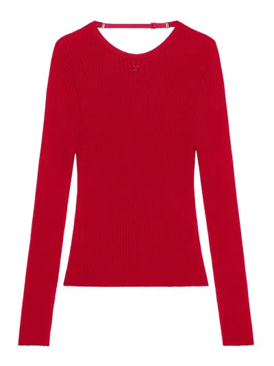 Courrèges Lingerie Strap Rib Knit Sweater