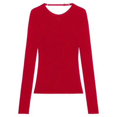 Courrèges Lingerie Strap Rib Knit Sweater In Red