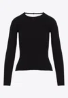 Courrèges Lingerie Strap Rib Knit Sweater In Black