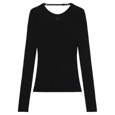 Courrèges Lingerie Strap Rib Knit Sweater In Black