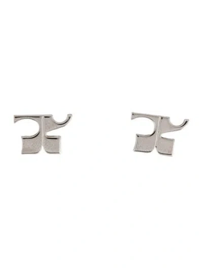 Pre-owned Courrèges Logo Ac Stud Earrings In Multicolor