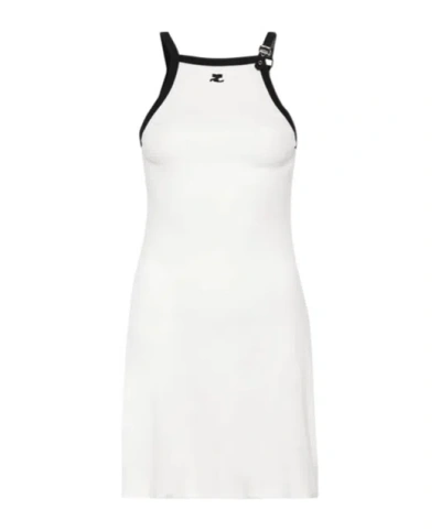 COURRÈGES COURRÈGES BUCKLE DETAILED HALTER-NECK DRESS