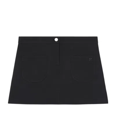 Courrèges Logo-appliqué Twill Miniskirt In Black