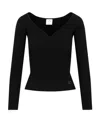 Courrèges Logo-appliqué V-neck Top In Black