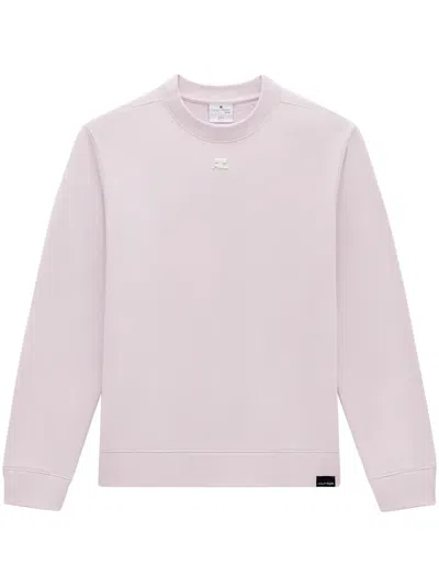 Courrèges Logo-appliqué Cotton Sweatshirt In Pink
