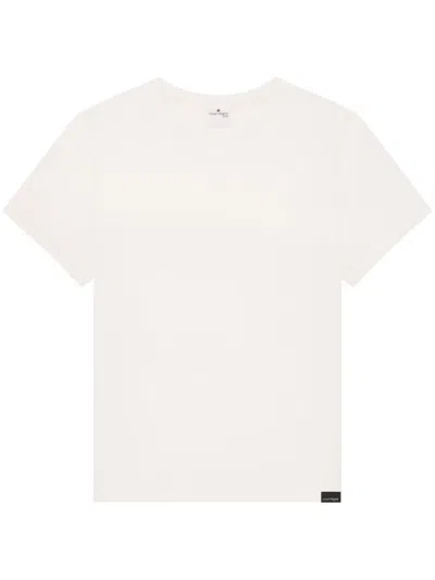 Courrèges Embroidered White T-shirt With Classic Crew Neckline
