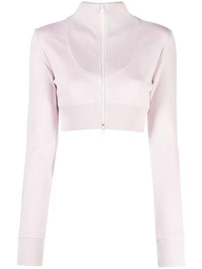 Courrèges Logo-patch Cropped Jacket In Pink