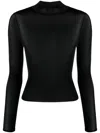 Courrèges Black High Neck Top In Black