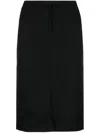 Courrèges Side Button Tailored Curve Slit Wool Midi Skirt In Black