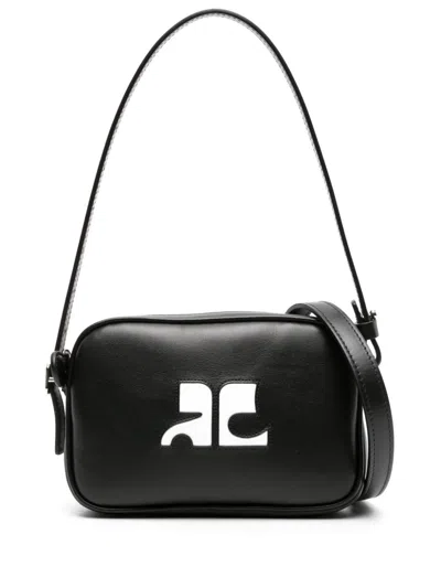 COURRÈGES LOGO-APPLIQUÉ LEATHER SHOULDER BAG