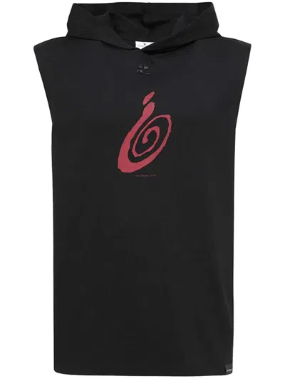 Courrèges Logo-appliqué Sleeveless Hoodie In Black