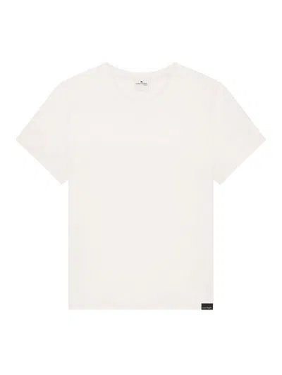 Courrèges Embroidered White T-shirt With Classic Crew Neckline