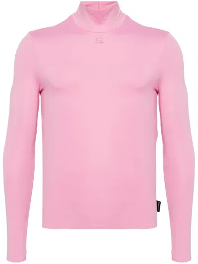 Courrèges Logo-appliqué Top In Pink