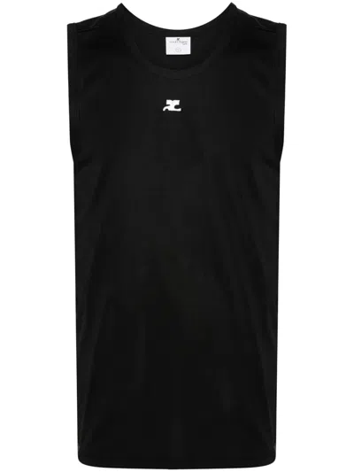 Courrèges Logo-appliqué Top In Black