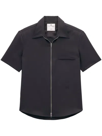 Courrèges Logo-appliqué Twill Shirt In 黑色