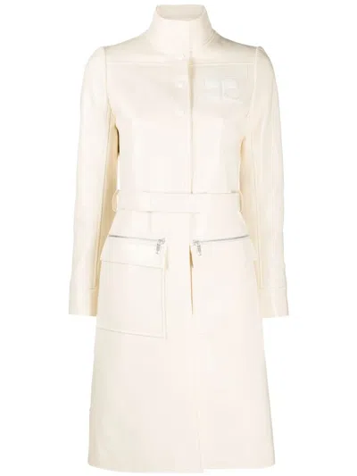 Courrèges Logo-appliqué Vinyl Trench Coat In Neutrals