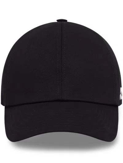 Courrèges Logo Cotton Baseball Cap In Black