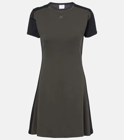 Courrèges Contrast-frame Cotton Mini Dress In Black