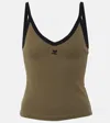 Courrèges Contrast V-neck Tank Top In Green