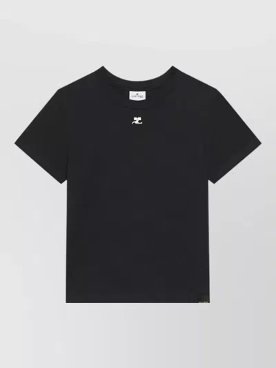 Courrèges Logo Cotton Skirt Crew Neck Design In Black