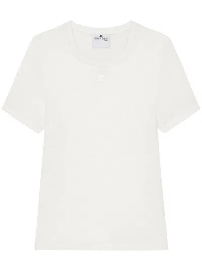 Courrèges Logo Patch Short Sleeves T-shirt In White
