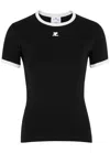 Courrèges Milano Open Back Long Sleeve Bodysuit In Black And White