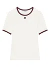 Courrèges Cotton T-shirt With Black Trim And Front Logo In Gray