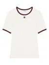 Courrèges Cotton T-shirt With Black Trim And Front Logo In White