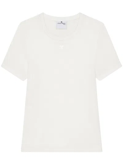 Courrèges Logo Patch Short Sleeves T-shirt In White