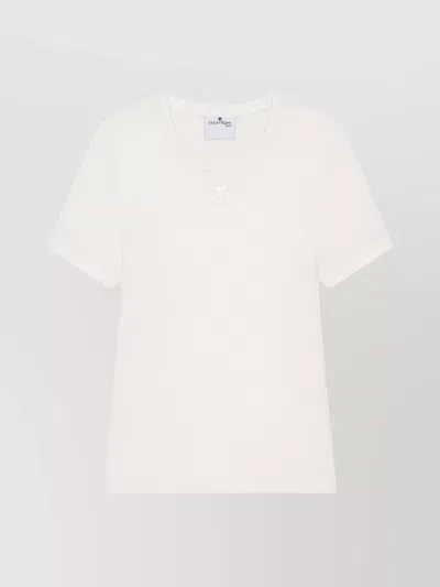 Courrèges Logo Patch Short Sleeves T-shirt In White