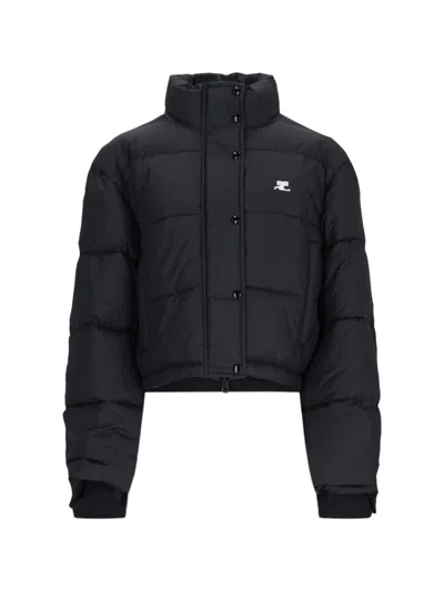 COURRÈGES COURRÈGES LOGO CROP PUFFER JACKET – BLACK